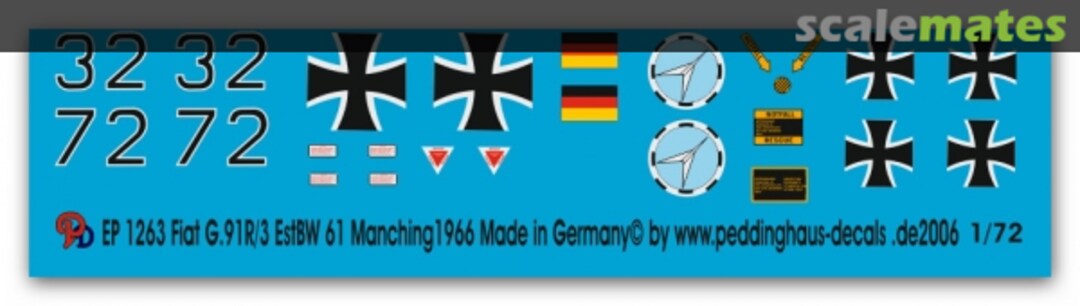 Boxart Fiat G.91 R /3 EstBW 61 Manching 1966 EP 1263 Peddinghaus-Decals