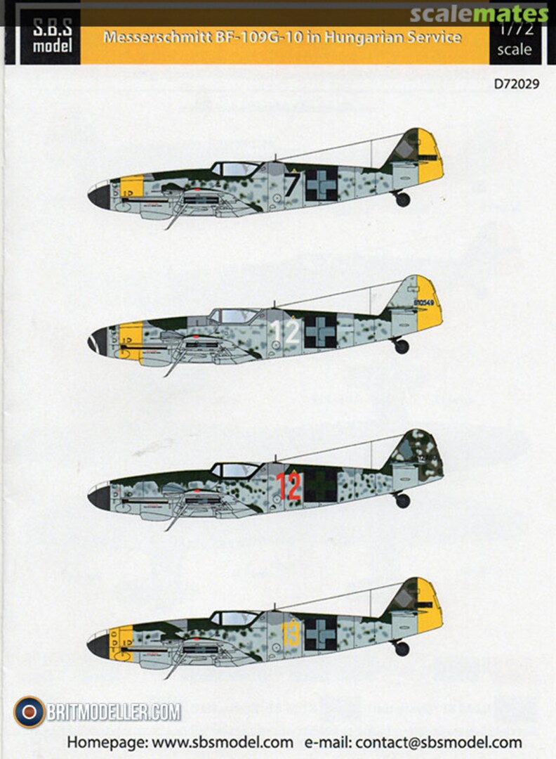 Boxart Bf 109G-10 in Hungarian Service D72029 SBS Model