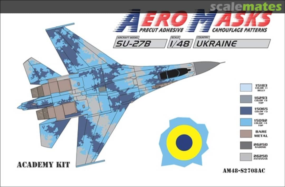 Boxart Su-27B Ukraine Digital Camo Masks AM48-S2708AC AeroMasks