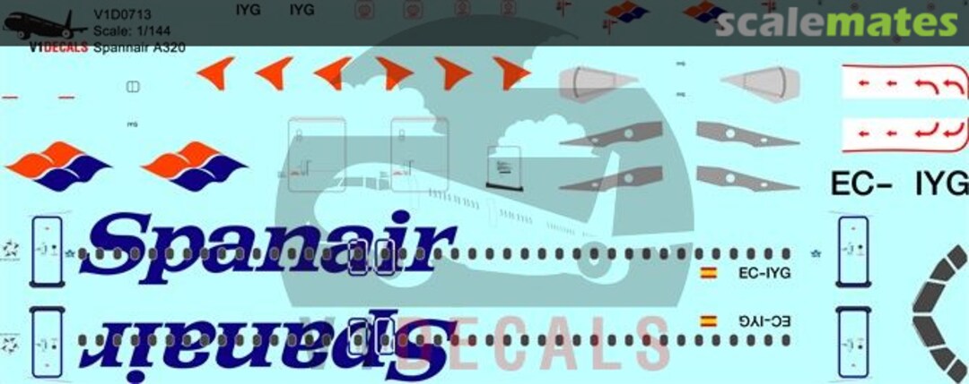 Boxart Spanair Airbus A320 V1D0713-144 V1 Decals