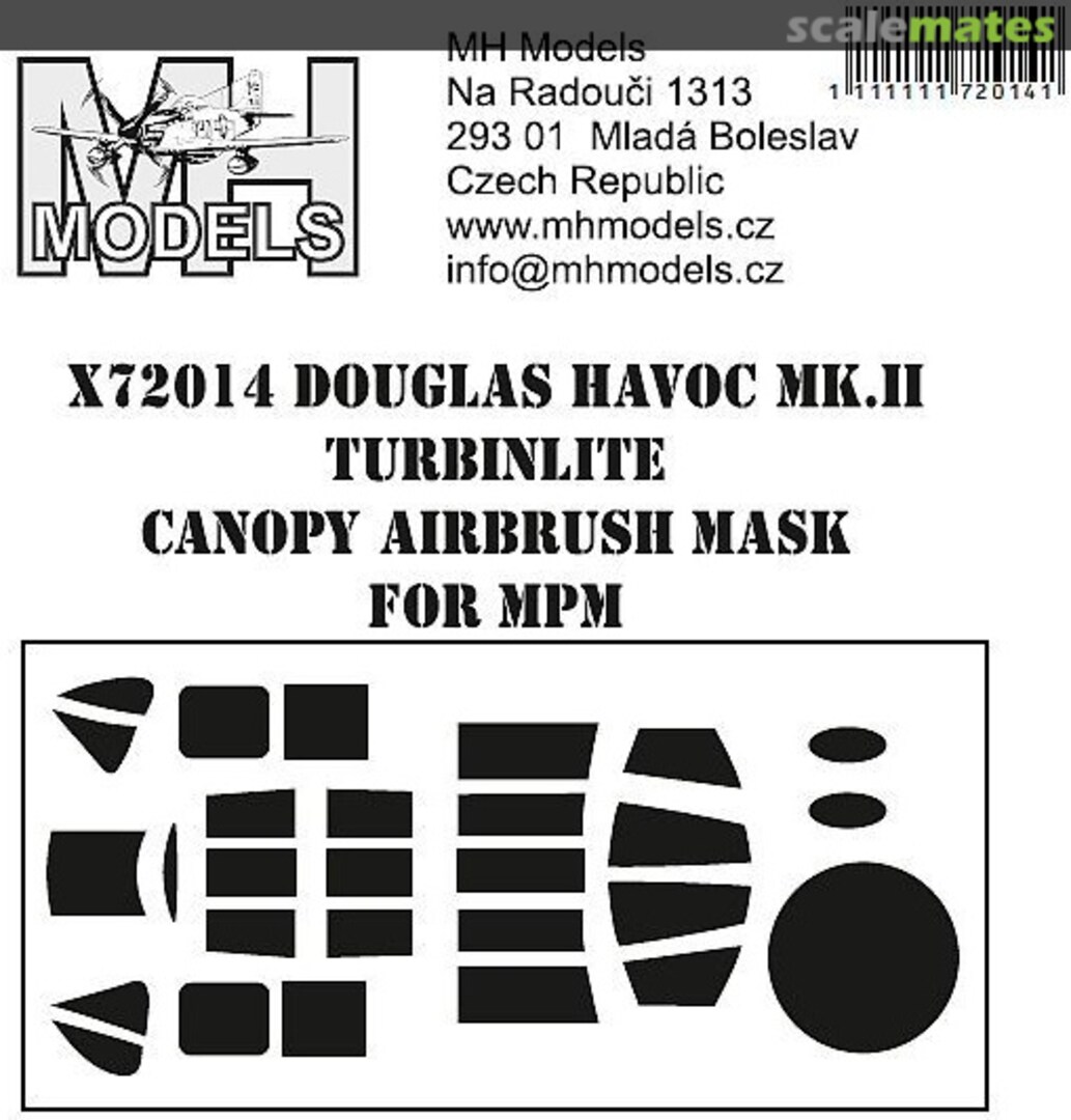 Boxart Douglas Havoc Mk.II Turbinlite Canopy Airbrush Mask X72014 MH Models