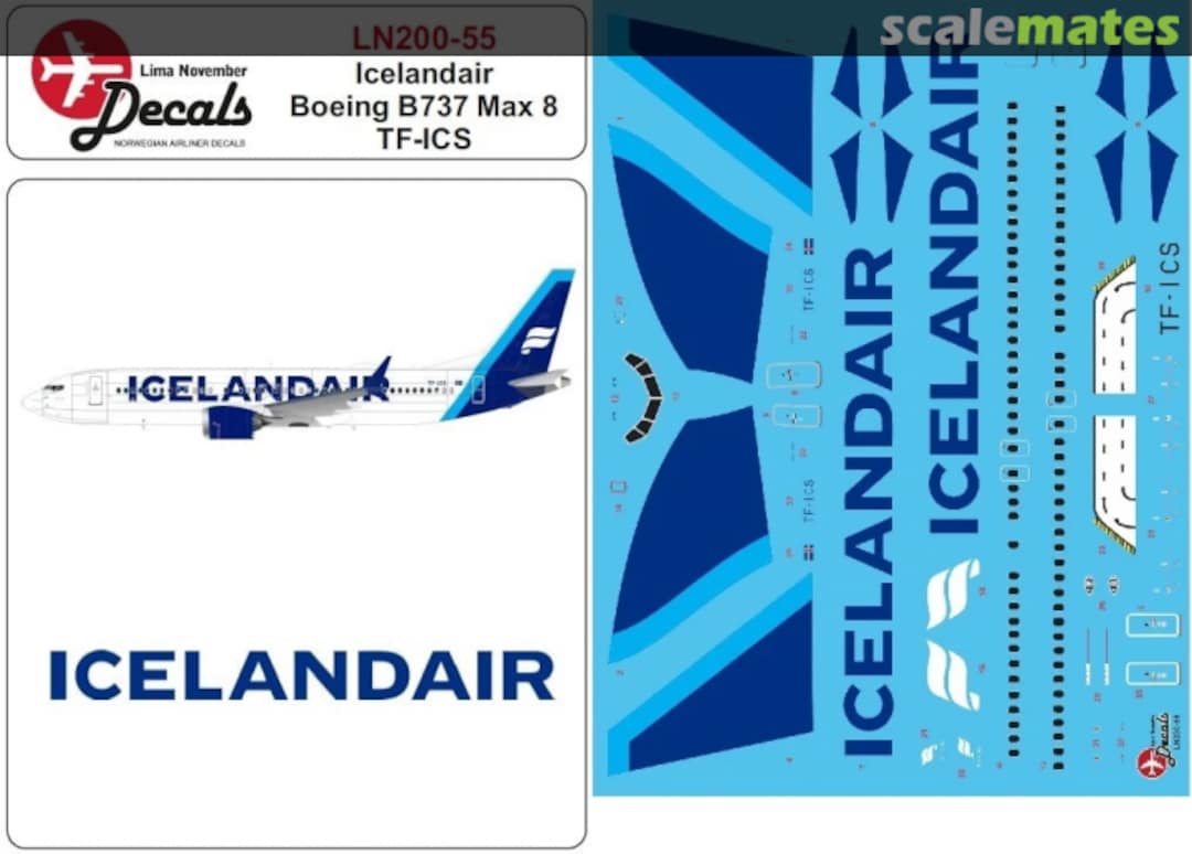 Boxart Icelandair Boeing 737-Max 8 TF-ICC LN200-55 Lima November Decals