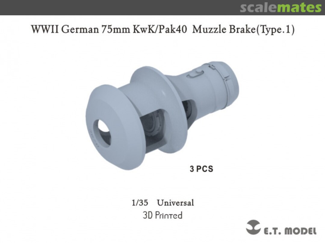 Boxart German WWII 75mm KwK/Pak40 Muzzle Brake - Type 1 P35-301 E.T. Model