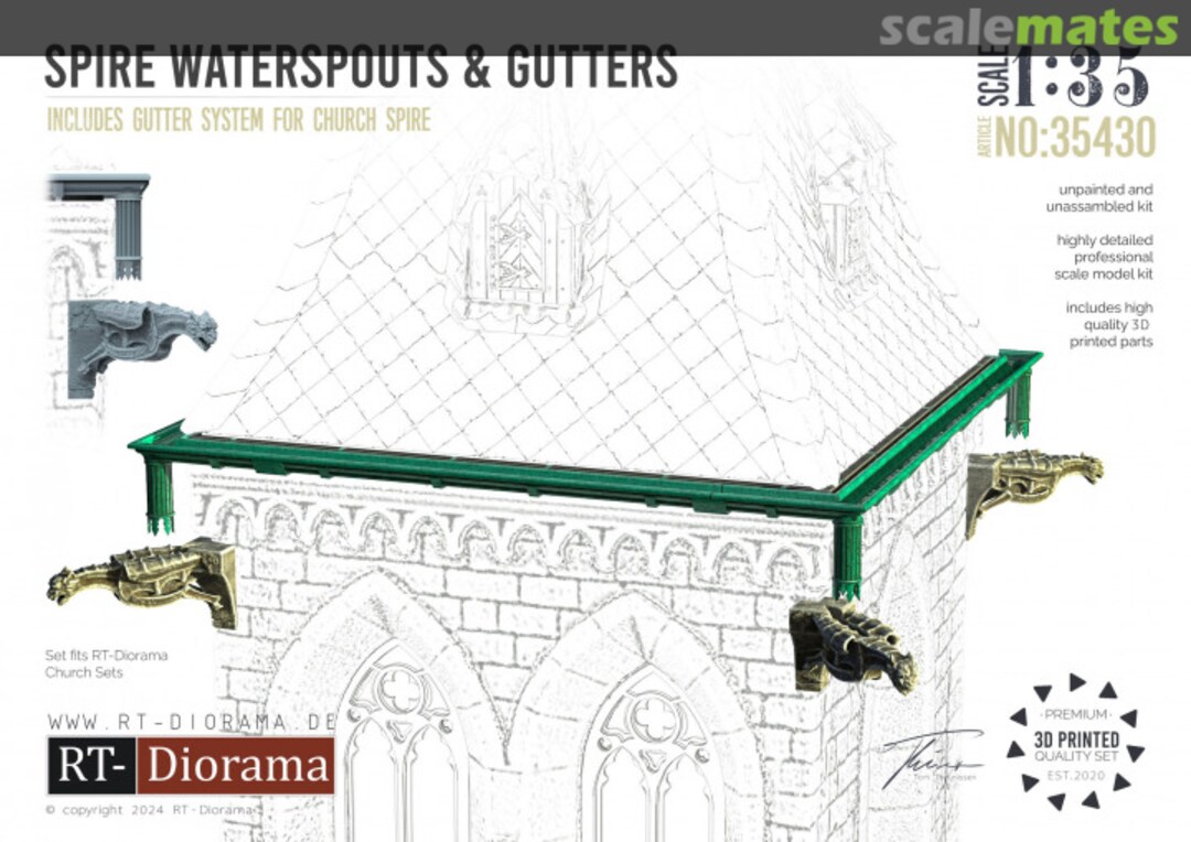 Boxart Spire waterspouts & gutters 35430 RT-Diorama