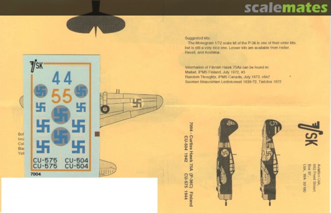 Contents Curtiss Hawk 75A (P36C) Finland 7004 Aviation USK