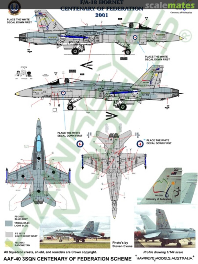 Boxart RAAF F/A-18A/B Hornet, Centenary of Federation Scheme 2001 AAF-040 Hawkeye Models