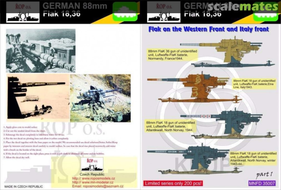 Boxart GERMAN 88MM FLAK 18,36 - FLAK ON THE WESTERN FRONT AND ITALY FRONT MNFDT35007 ROP o.s.