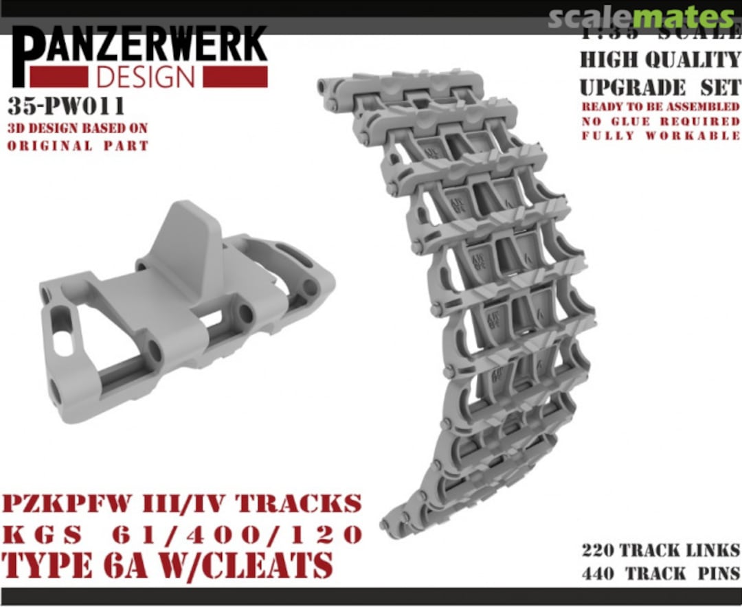 Boxart Panzer III/IV tracks type 6A w/cleats 35-PW011 Panzerwerk design