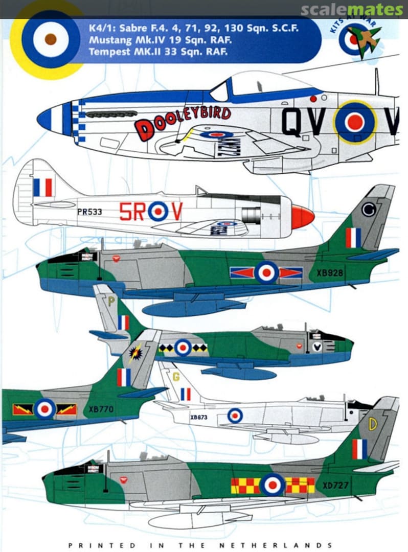 Boxart Mustang Mk IV, Sabre F.4, Tempest Mk II K4/1 Kits at War