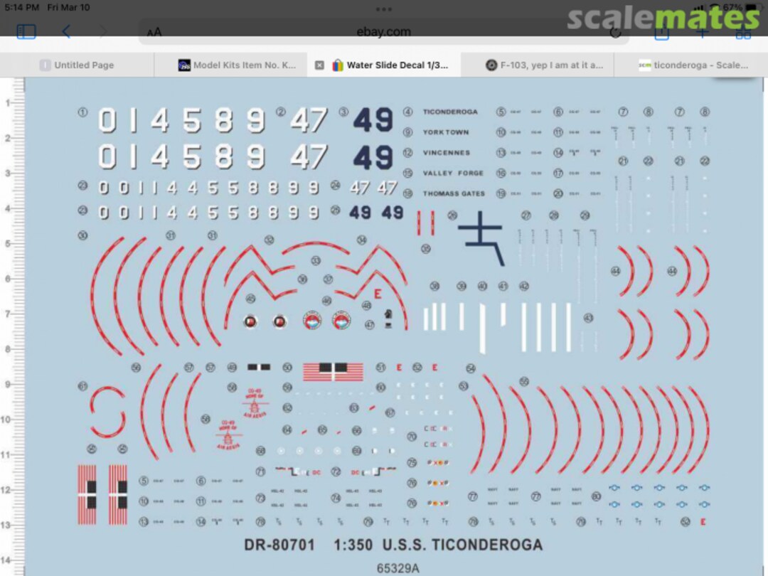 Boxart USS Ticonderoga CG-47 - Water Slide Decals DR-80701 Unknown