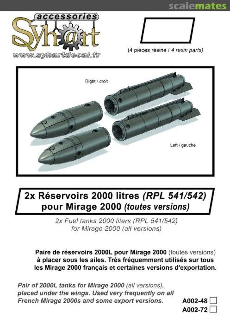 Boxart 2000L fuel tanks for Mirage 2000 2000L fuel tanks for Mira Syhart