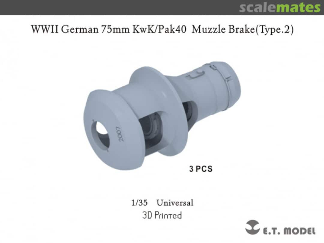 Boxart German WWII 75mm KwK/Pak40 Muzzle Brake - Type 2 P35-302 E.T. Model