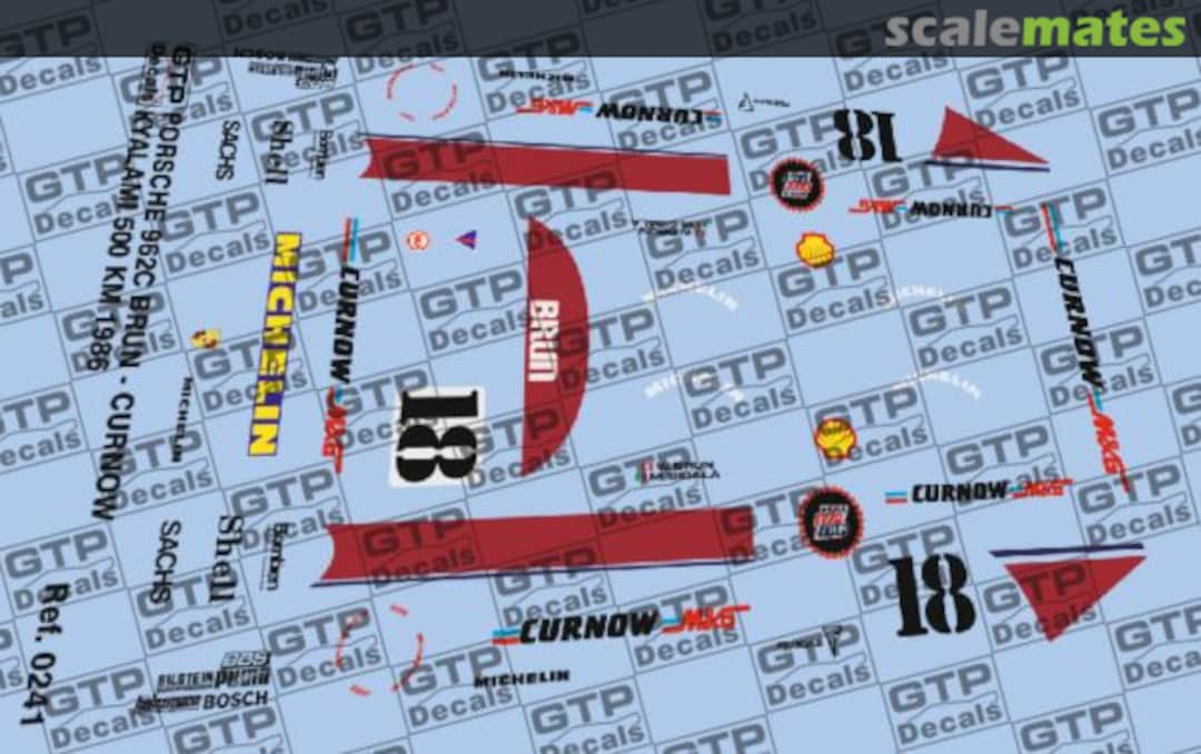 Boxart Porsche 962C - Team Brun - Curnow M&G - Kyalami 500 km 1986 0241 GTP Decals