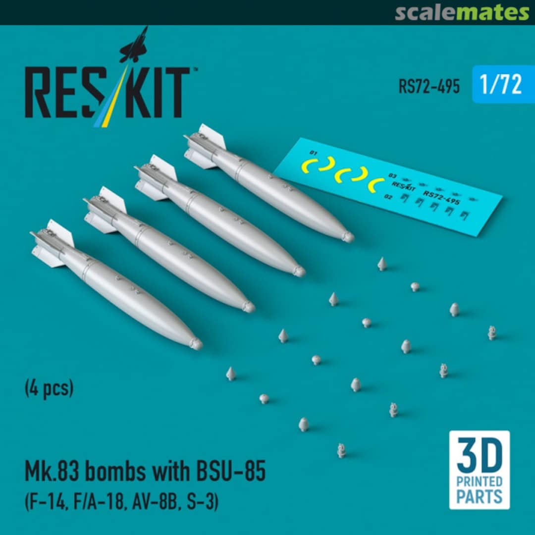 Boxart Mk.83 bombs with BSU-85 (4 pcs) (3D printed) RS72-0495 ResKit