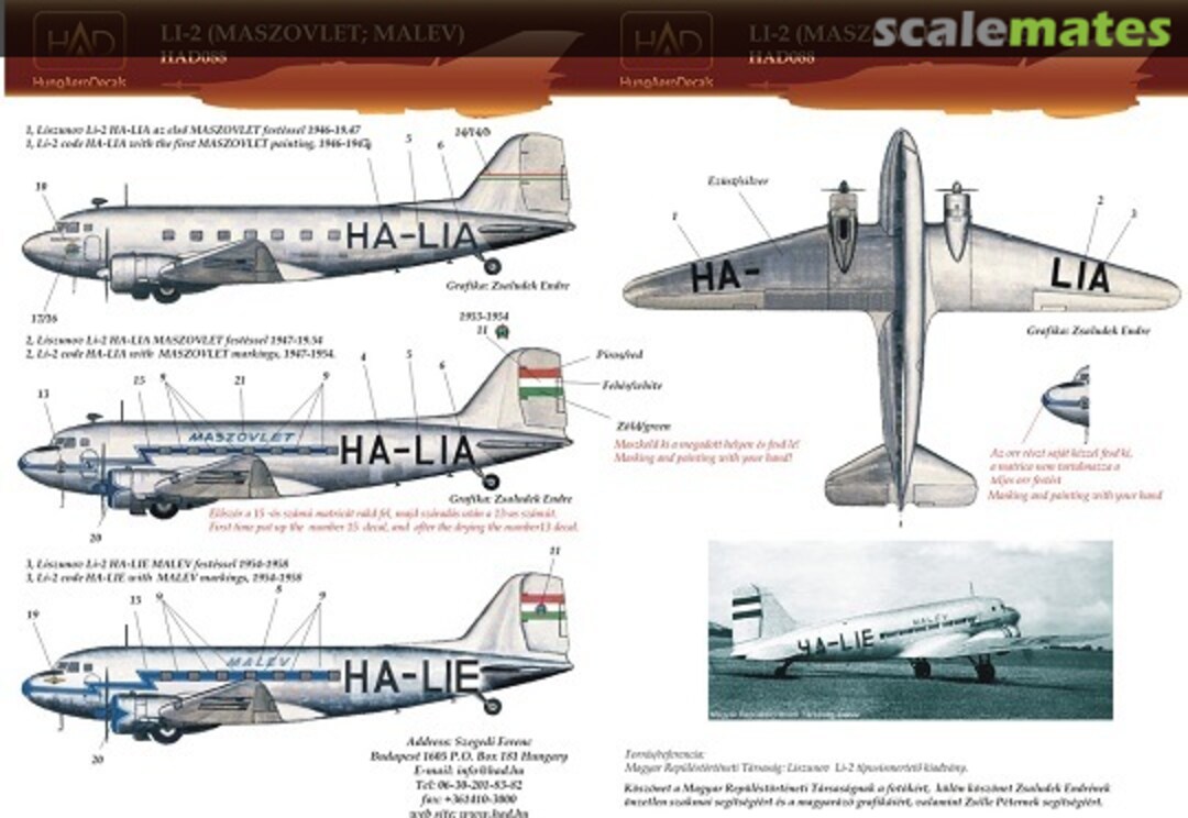 Boxart Li-2 (MASZOVLET, MALEV) 48088 HungAeroDecals