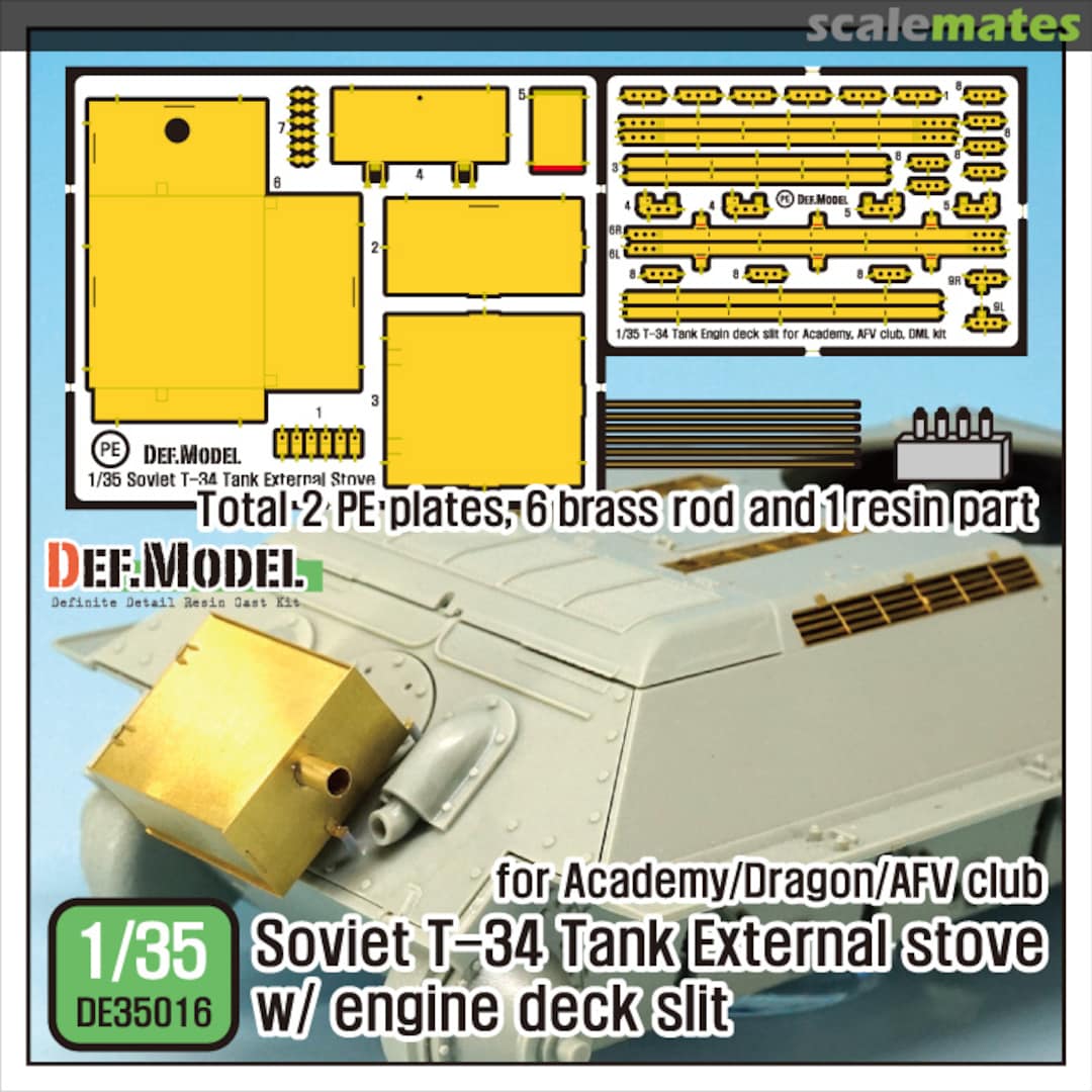 Boxart Soviet T-34 Tank External stove w/ Engine deck slit set DE35016 Def.Model