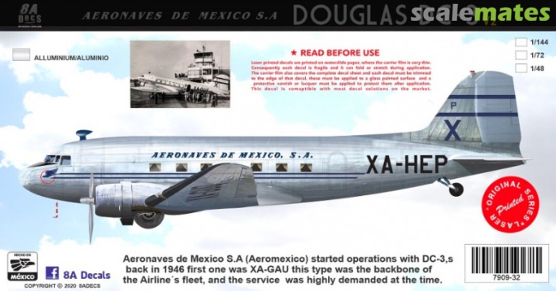 Boxart Douglas DC-3 Aeronaves 40s scheme 7909-32-48 8aDecs