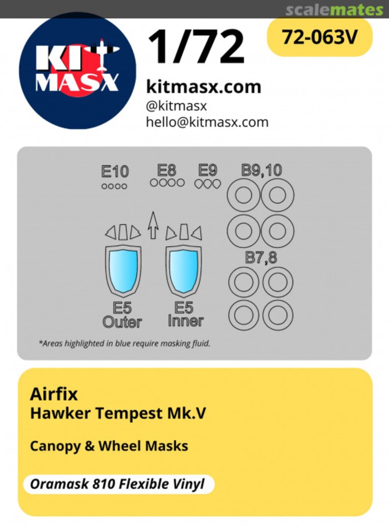 Boxart Hawker Tempest Mk.V 1/72 Canopy & Wheel Masks 72-063V Kit Masx