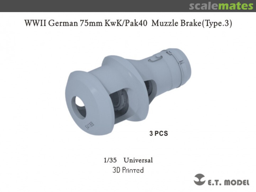 Boxart German WWII 75mm KwK/Pak40 Muzzle Brake - Type 3 P35-303 E.T. Model