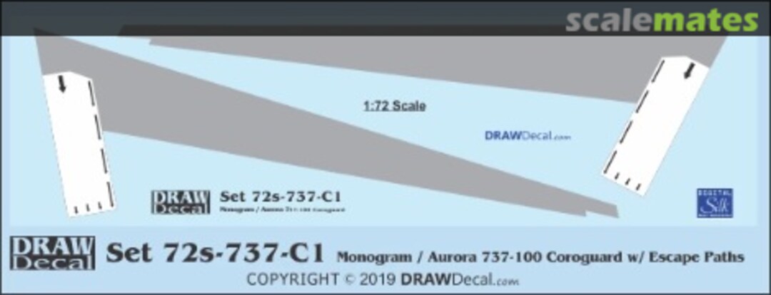 Boxart Hasegawa 737-200 Coroguard 72-737-C1 Draw Decal