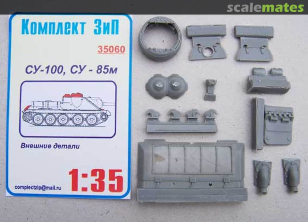 Boxart Exterior details the Su-100, Su-85M 35060 Komplekt Zip