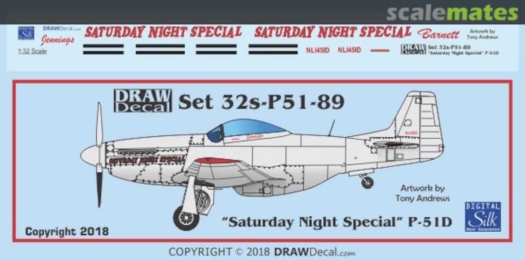 Boxart “Saturday Night Special” P-51D 32-P51-89 Draw Decal