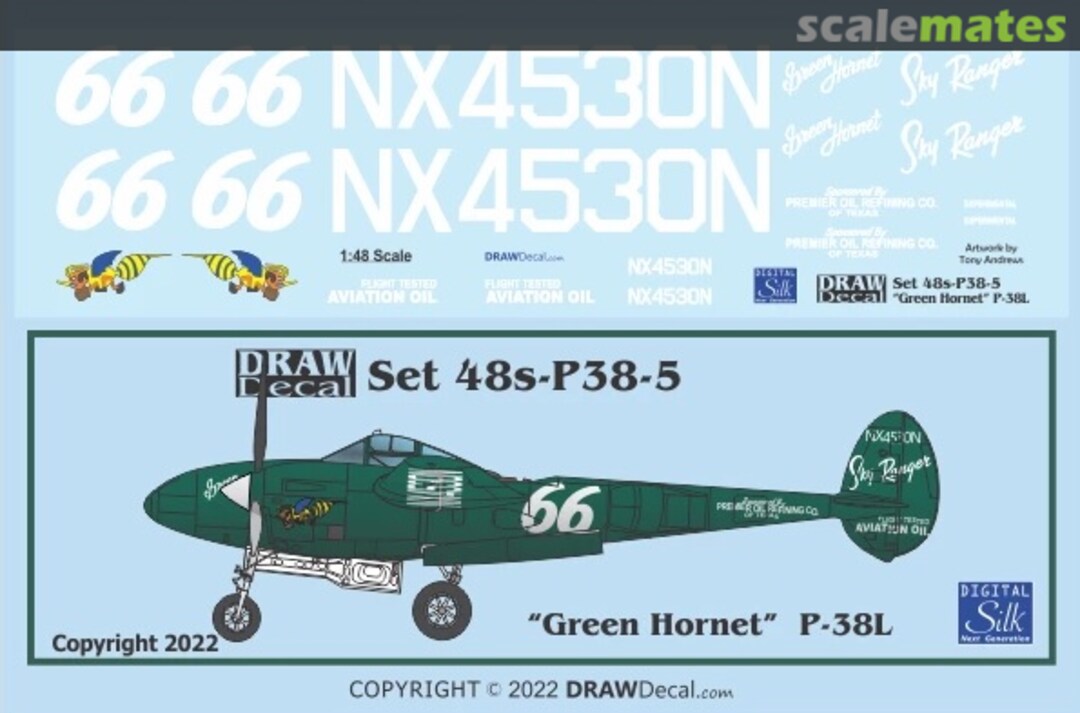 Boxart “Green Hornet” P-38L NX4530N 48s-P38-5 Draw Decal