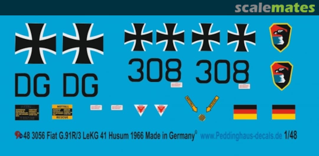 Boxart Fiat G.91 R/3 Le KG 41 Husum 1966 3056 Peddinghaus-Decals