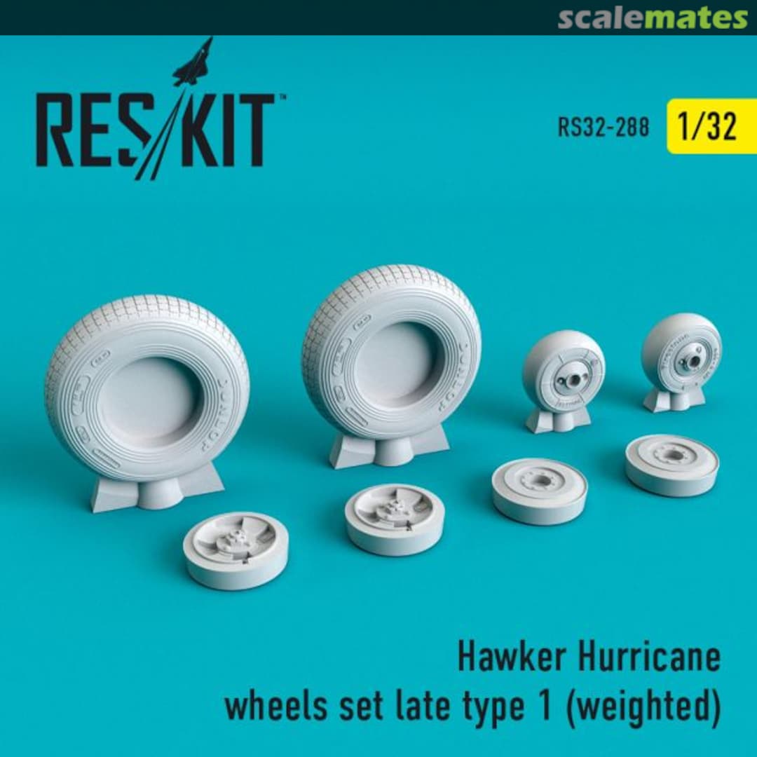 Boxart Hawker Hurricane wheels set late type 1 (weighted) RS32-0288 ResKit