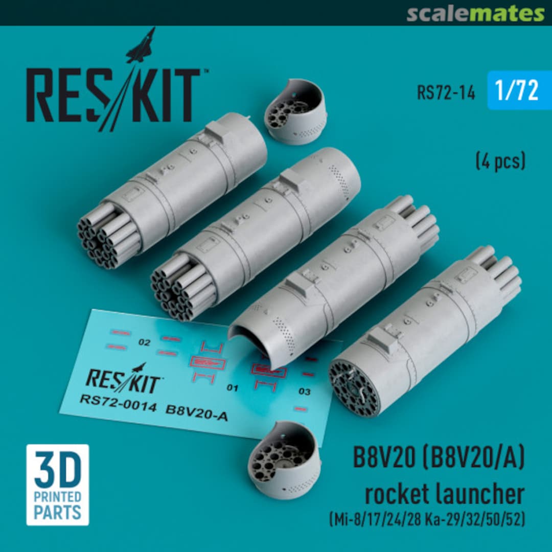 Boxart B8V20-A Rocket Launchers (4 pcs) RS72-0014 ResKit