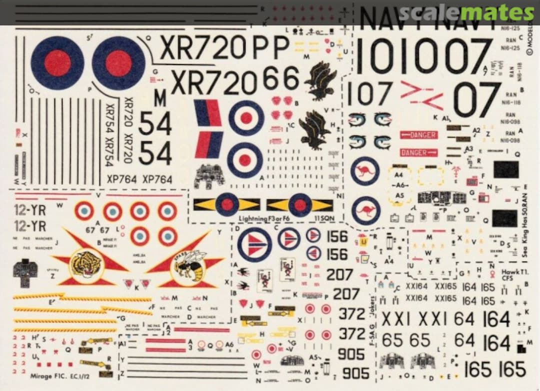 Boxart Greenham Common 1977 (1) - Lightning F3: F-5A(G); Mirage F1c; Sea King HAS 50; Hawk T1 45 Modeldecal