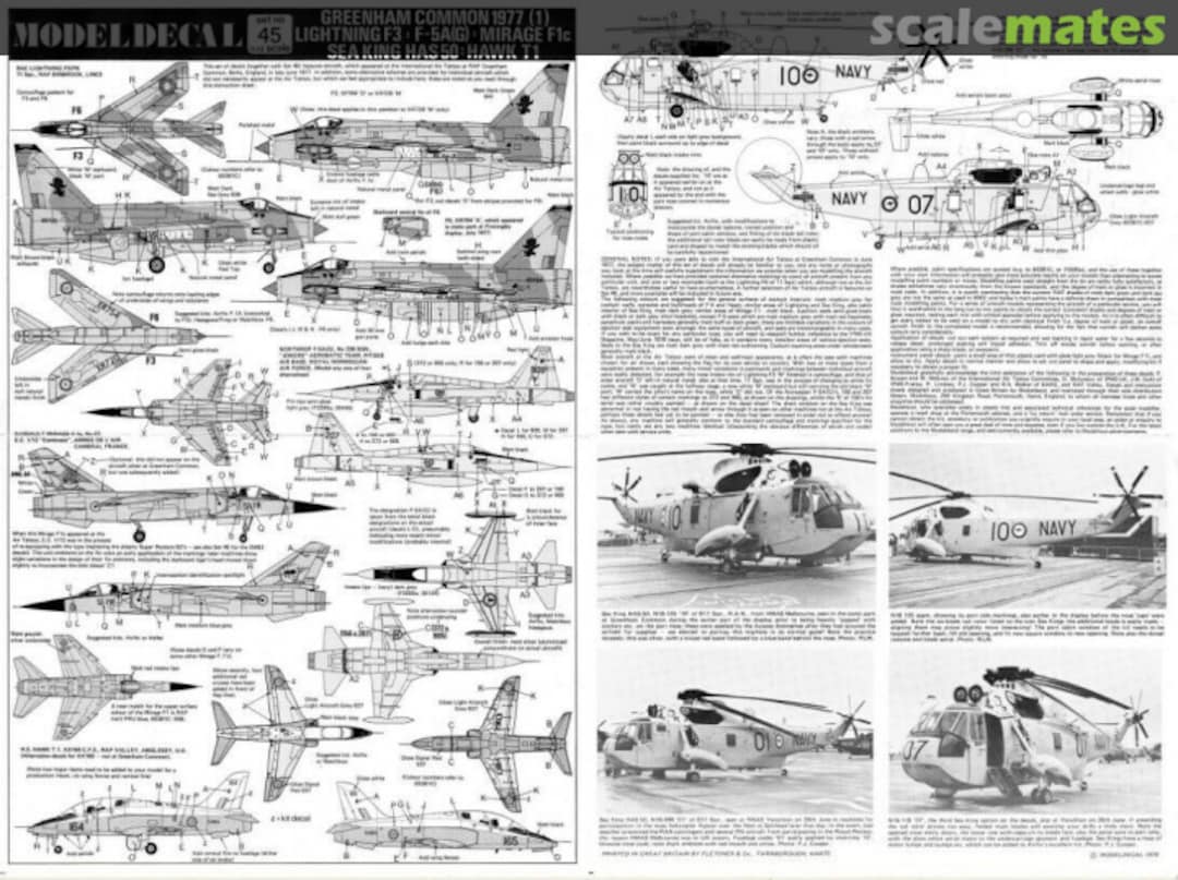 Contents Greenham Common 1977 (1) - Lightning F3: F-5A(G); Mirage F1c; Sea King HAS 50; Hawk T1 45 Modeldecal