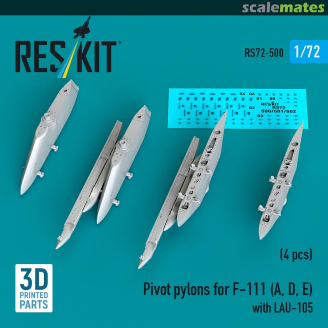 Boxart Pivot pylons for F-111 (A,D,E) with LAU-105 (4 pcs) RS72-0500 ResKit