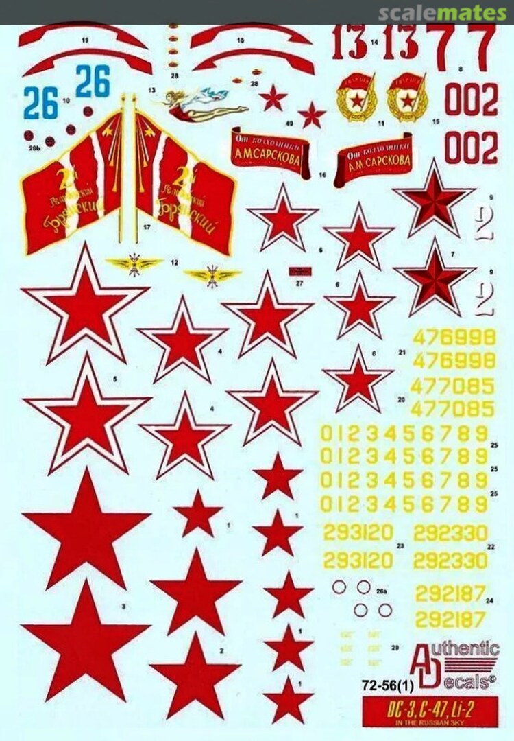 Boxart DC-3, C-47, Li-2 72-56 Authentic Decals