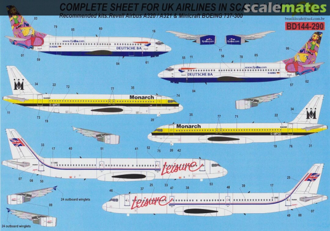 Boxart UK Airlines BD144-290 Brasil Decals