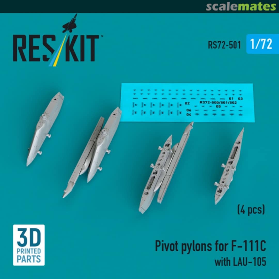 Boxart Pivot pylons for F-111C with LAU-105 (4 pcs) RS72-0501 ResKit