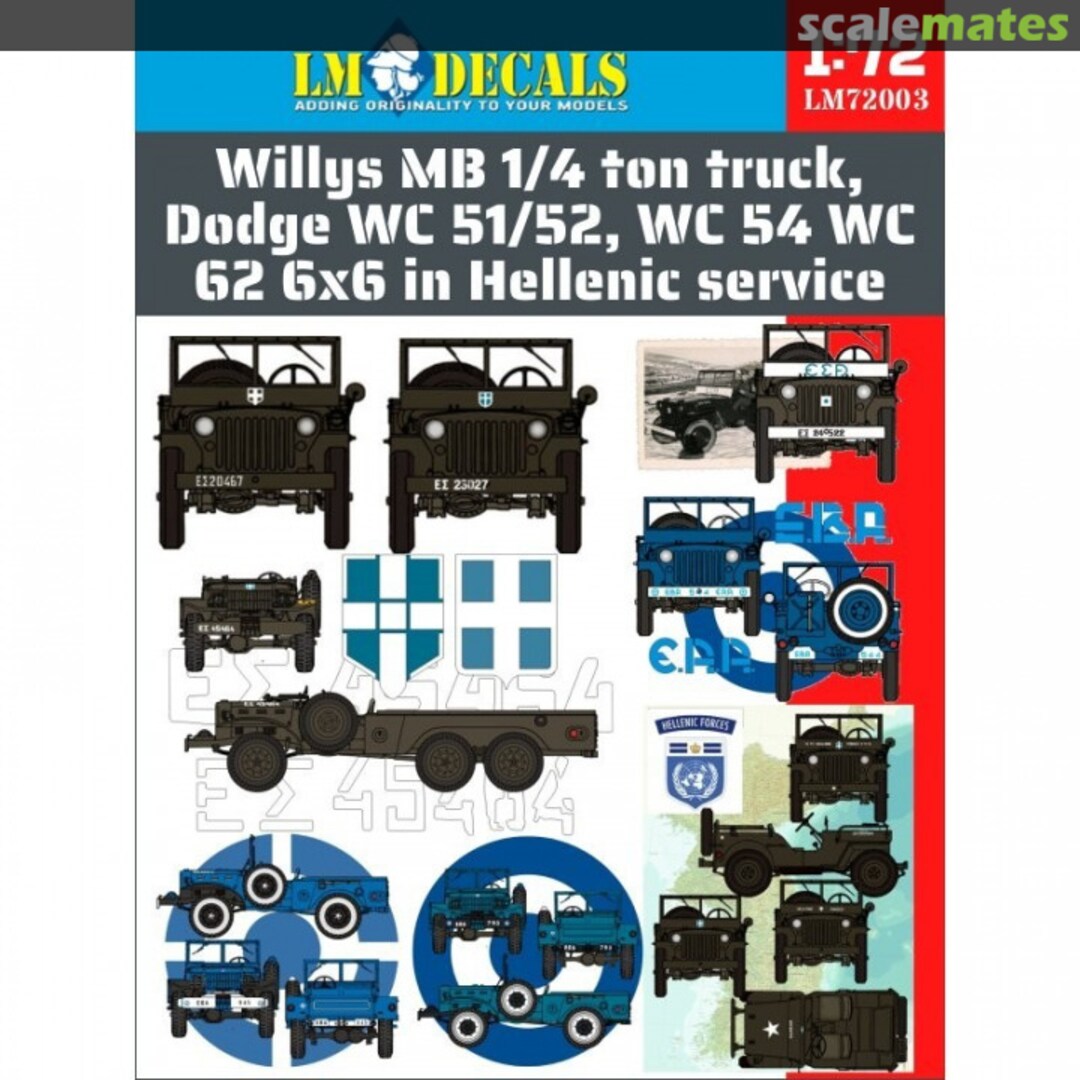 Boxart Dodge WC 54 ambulance, Dodge WC 62 6x6 truck LM 72003 LM Decals