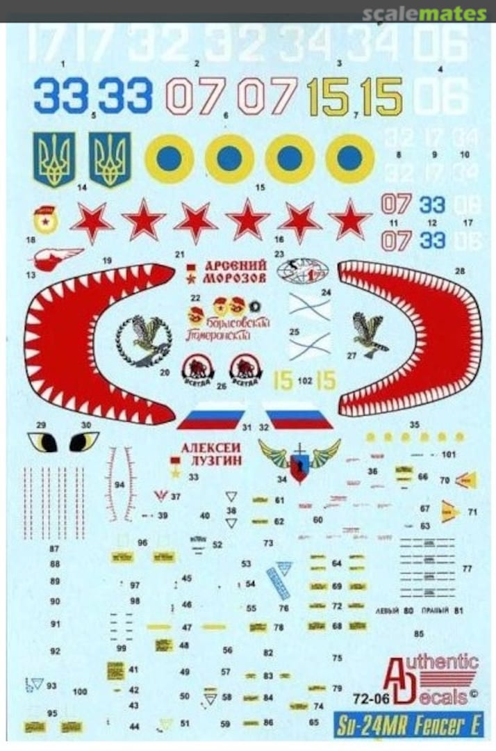 Boxart Su-24MR Fencer E 72-06 Authentic Decals