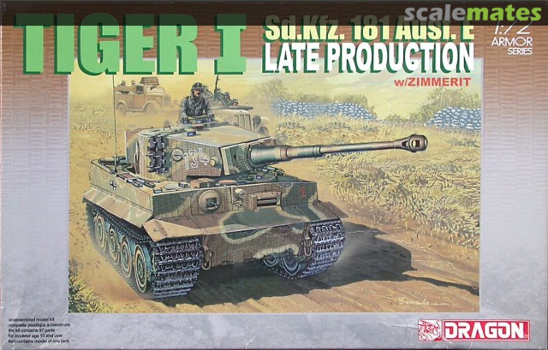 Boxart Tiger I late production w/Zimmerit 7203 Dragon