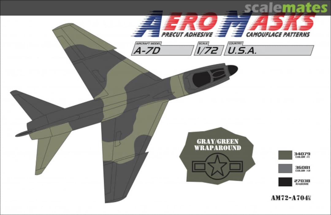 Boxart A-7D USA Gray/Green Wraparound AM72-A704 AeroMasks