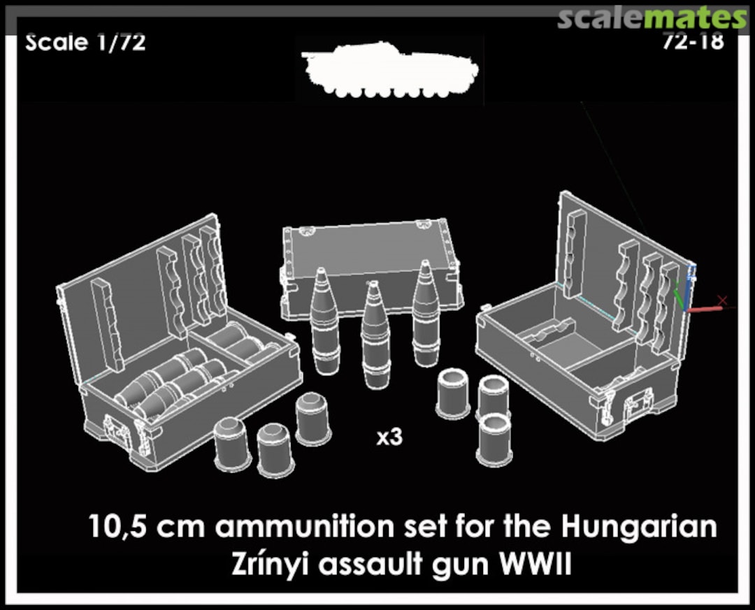 Boxart 10,5cm ammunition set for the Hungarian Zrínyi II assault gun 72-18 Black Army Modells