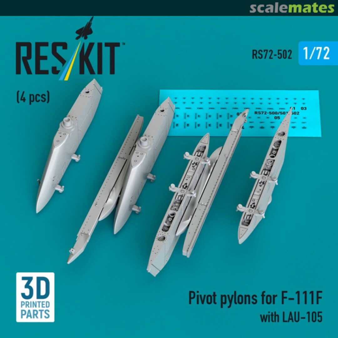 Boxart Pivot pylons for F-111F with LAU-105 (4 pcs) RS72-0502 ResKit