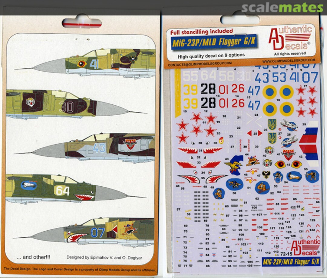 Boxart MiG-23 P/MLD Flogger G/H 72-15 Authentic Decals