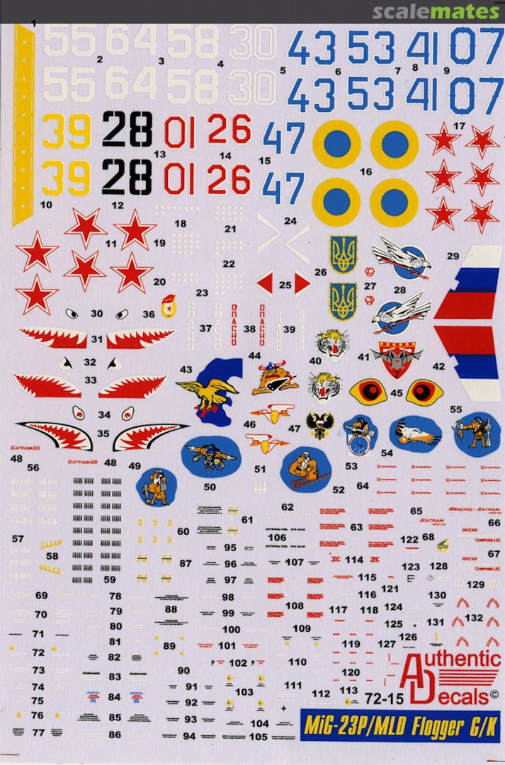 Contents MiG-23 P/MLD Flogger G/H 72-15 Authentic Decals