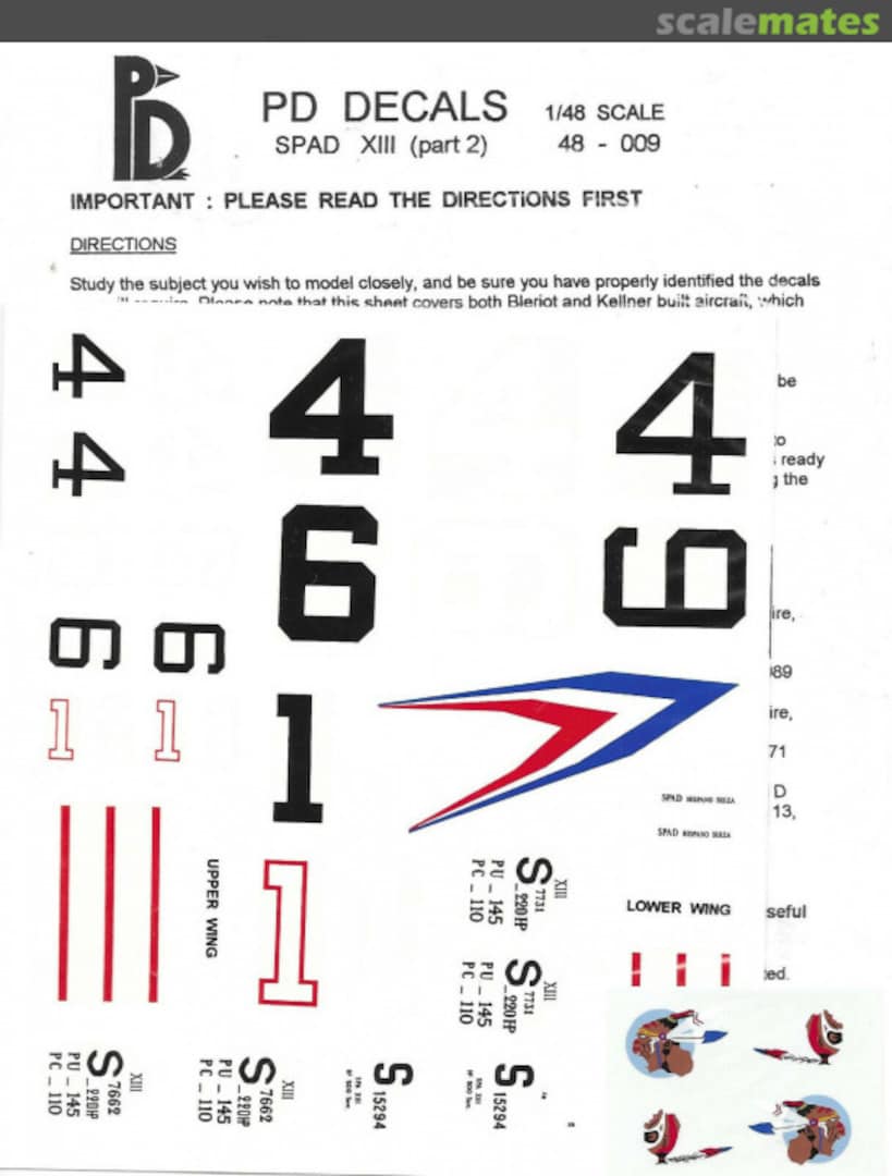 Boxart SPAD XIII (part 2) 48-009 PD Decals