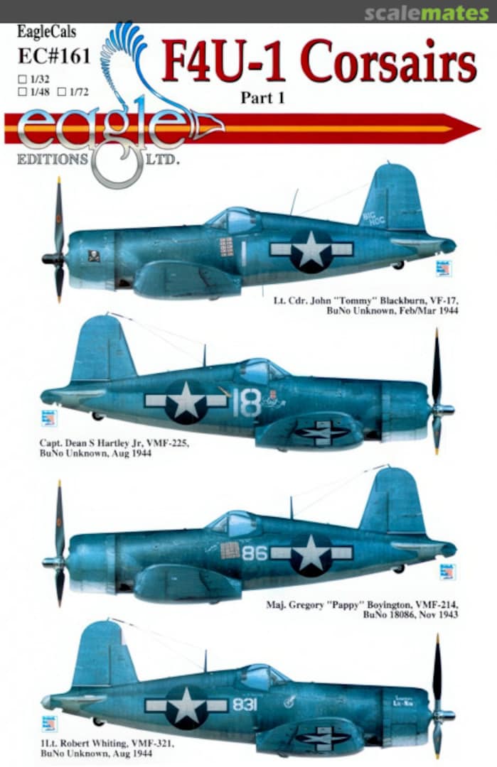 Boxart F4U-1 Corsairs EagleCals EC32-161 Eagle Editions