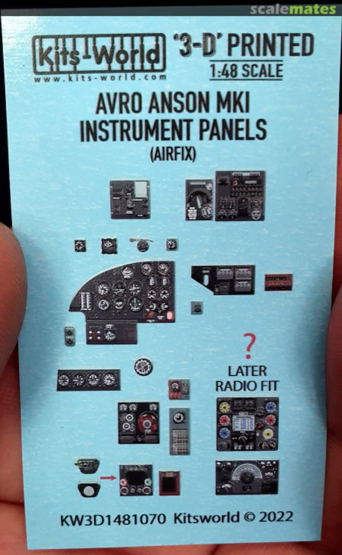 Boxart Avro Anson Mk.I Instrument Panels KW3D1481070 Kits-World