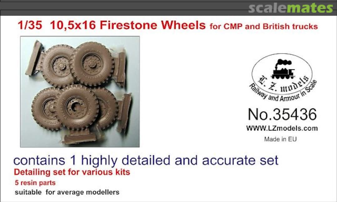 Boxart 10.5x16 Firestone Wheels for CMP and British Trucks 35436 L.Z. Models