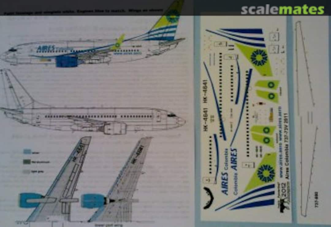 Boxart Boeing 737-73V Aires Colombia 737-73V Pointerdog Decals