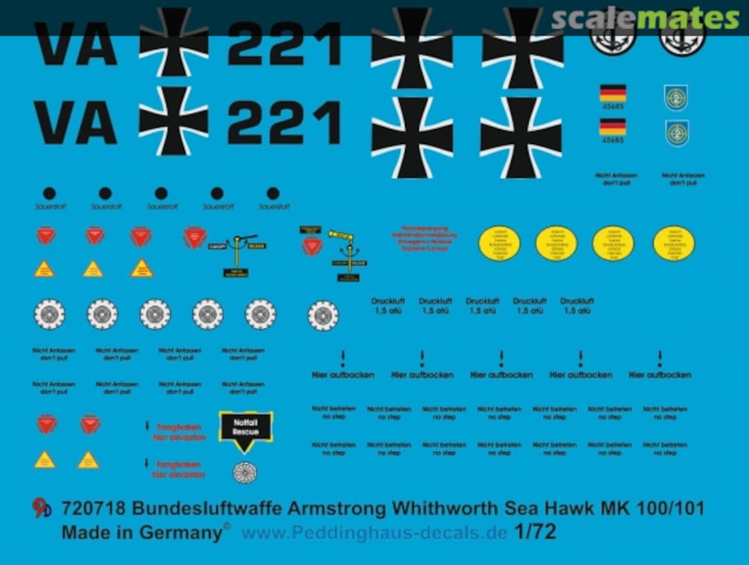 Boxart Armstrong Withworth Sea Hawk MK 100/101 72 0718 Peddinghaus-Decals